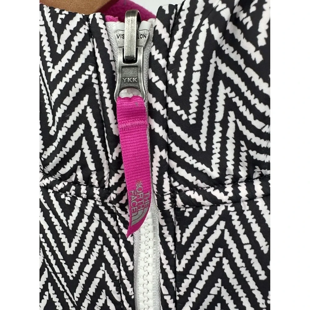 The North Face Girls Denali Jacket Pink Black White Full Zip‎ Hood XL (18)